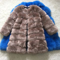 Women's 80cm long artificial fur coat in regular sleeve style available in multiple colours