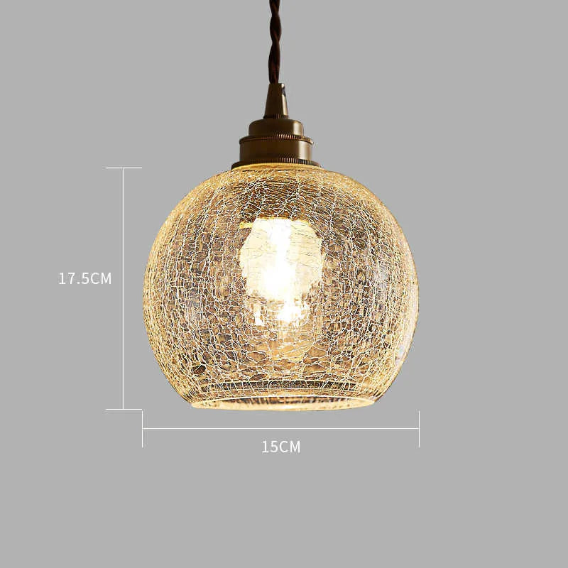 Retro brass glass ball chandelier with copper body and spherical shade in three light colour options