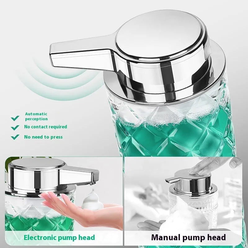 Automatic soap dispenser with silver plating finish and sensor technology for touch-free operation