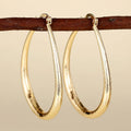 Geometric copper ear clip earrings with ring design detail and electroplated finish