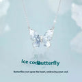 Silver Bingyu butterfly necklace with ice rain design on O-ring chain