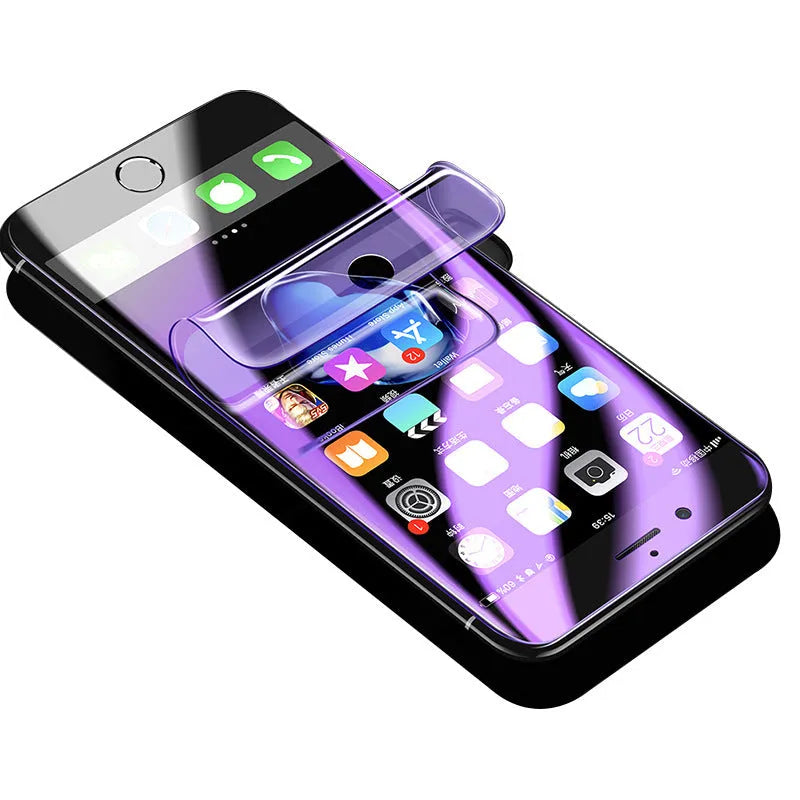 Curved hydraulic film screen protector for Samsung Galaxy S8 S9 S10 phones in clear and purple options