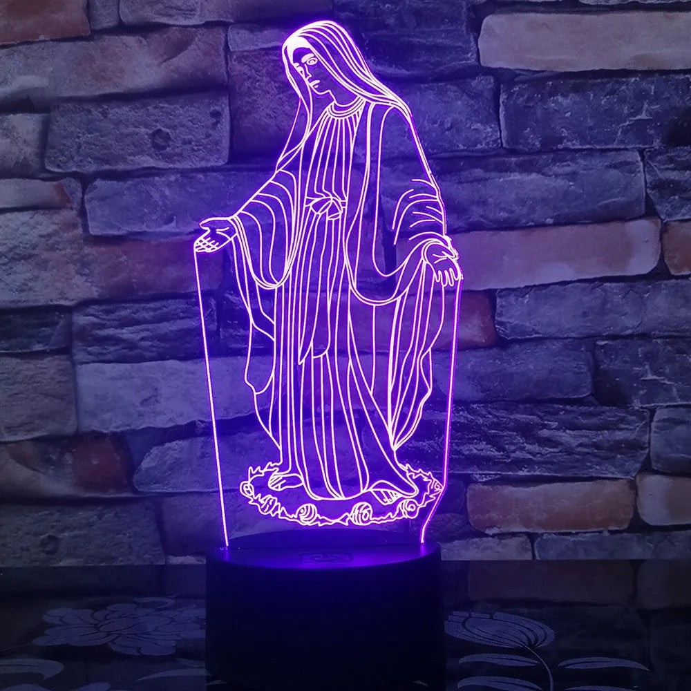 3D LED night light showing a stereoscopic dual-ring light pattern from a thin acrylic panel on an ABS base.