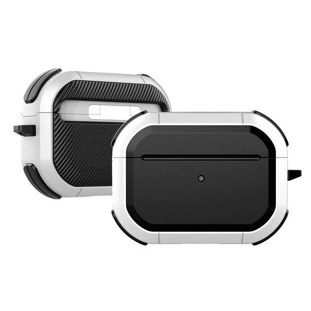 TPU and PC protective case cover for Apple AirPods charging case in various colours.