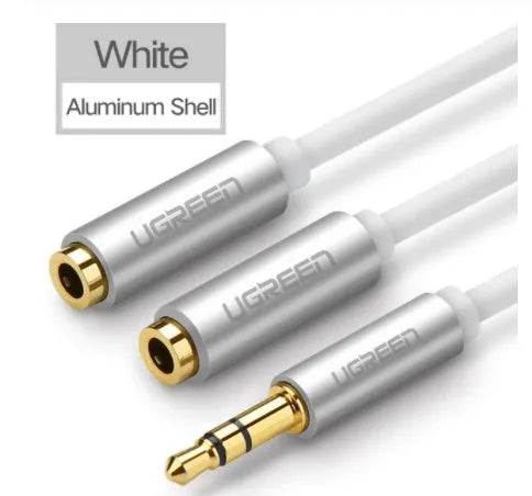 20cm long 3.5mm audio cable with gold-plated connectors in black, grey and white colour options