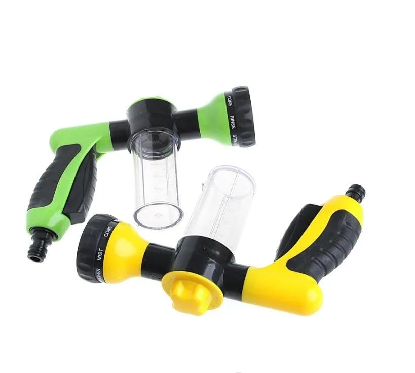 Green high pressure foam spray gun with adjustable nozzle for car washing and household cleaning tasks