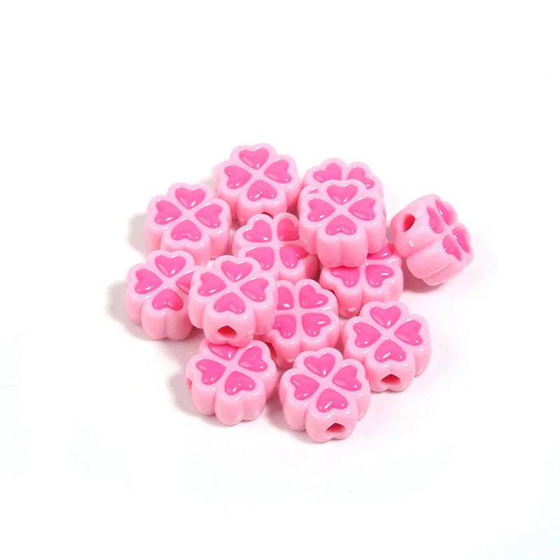 15mm frosted acrylic clover beads in mixed colours for jewellery making