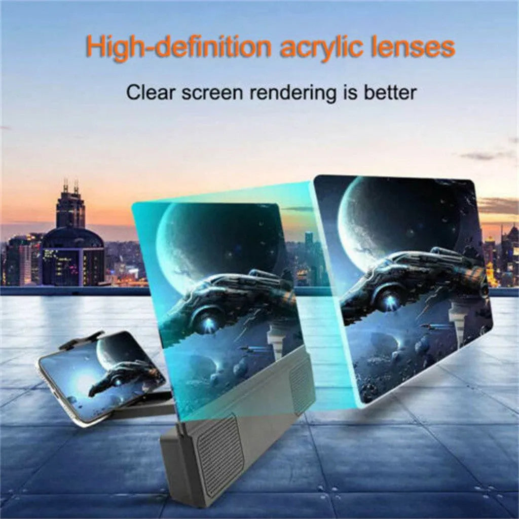 Portable mobile phone screen amplifier with speakers and flexible aluminium alloy gooseneck stand