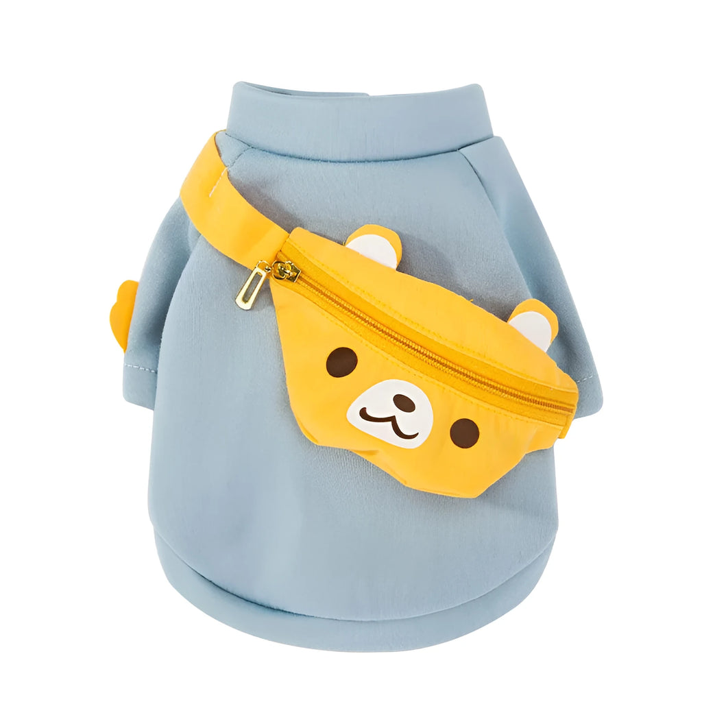 Blue milk silk cartoon backpack pet clothes sweater for small to large dogs