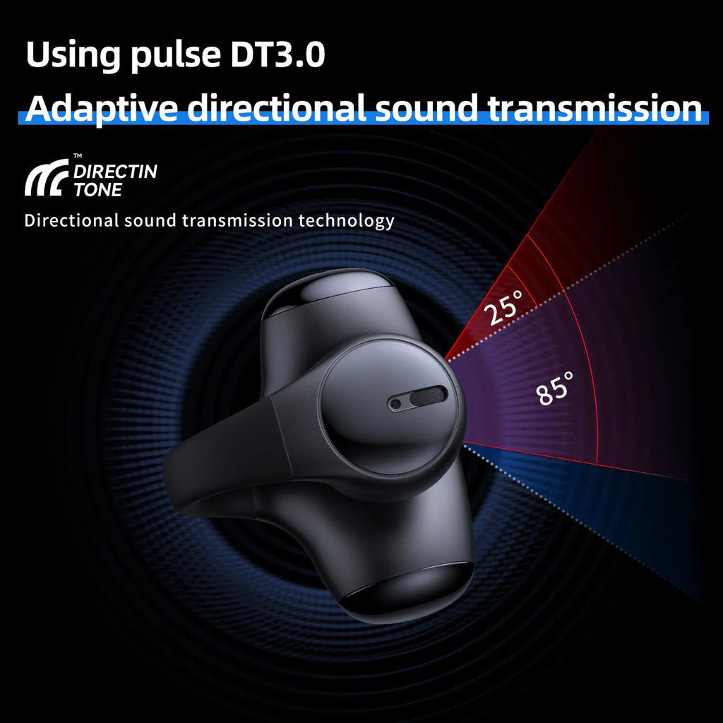 Black and white T306 Bluetooth wireless clip-on sports gaming earphones on ear hook.
