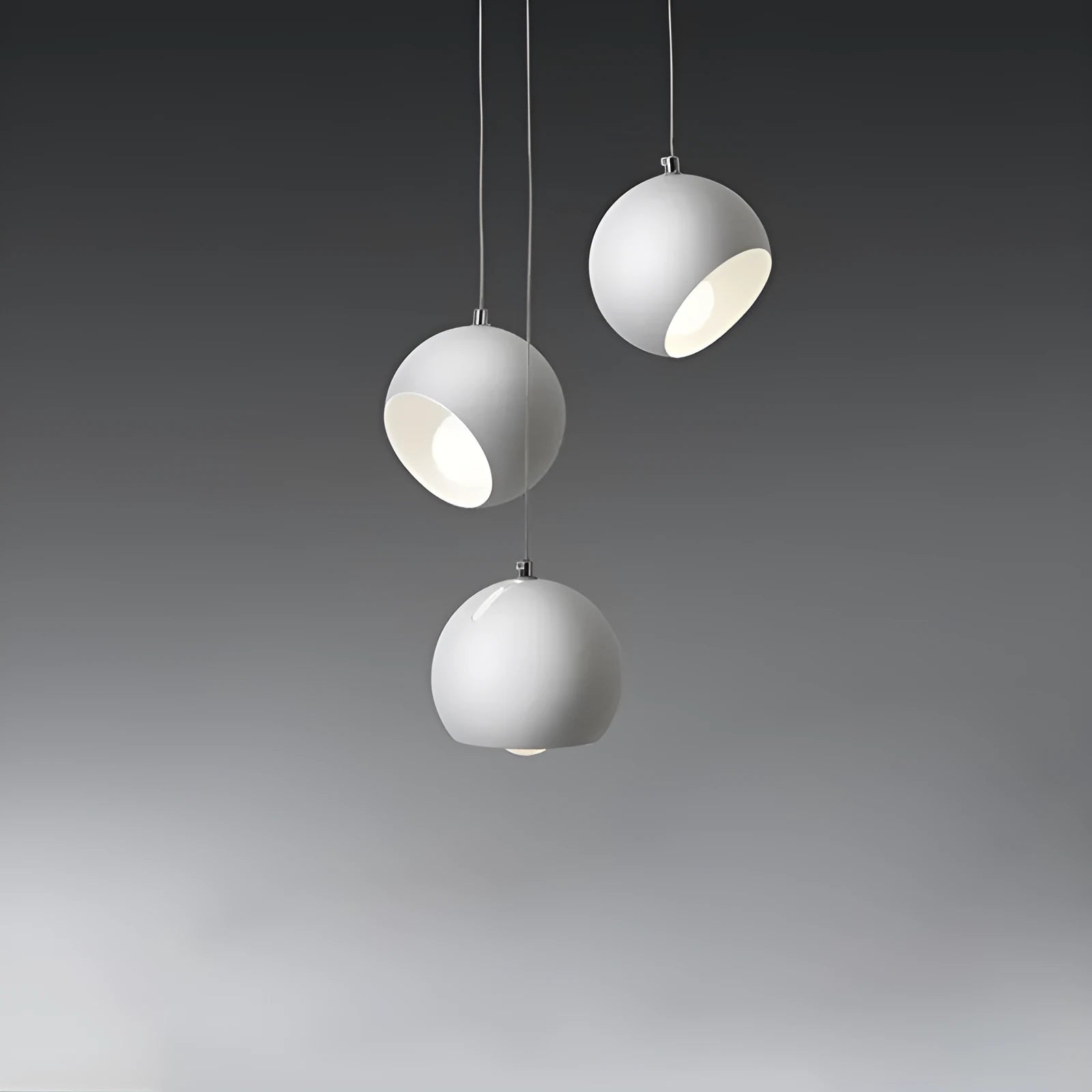 Modern ball chandelier table lamp in moon white or black with single or three-head LED lighting