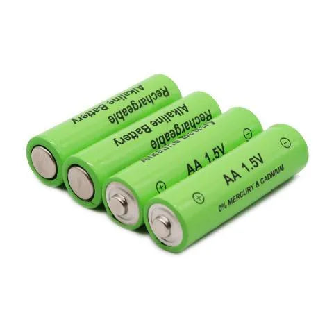 Pack of green AA alkaline rechargeable batteries labelled 3000mAh 1.5V