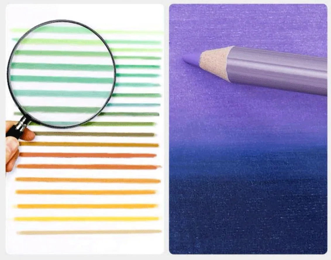 Boxed set of 72 or 126 basswood soft core coloured pencils for drawing and sketching.