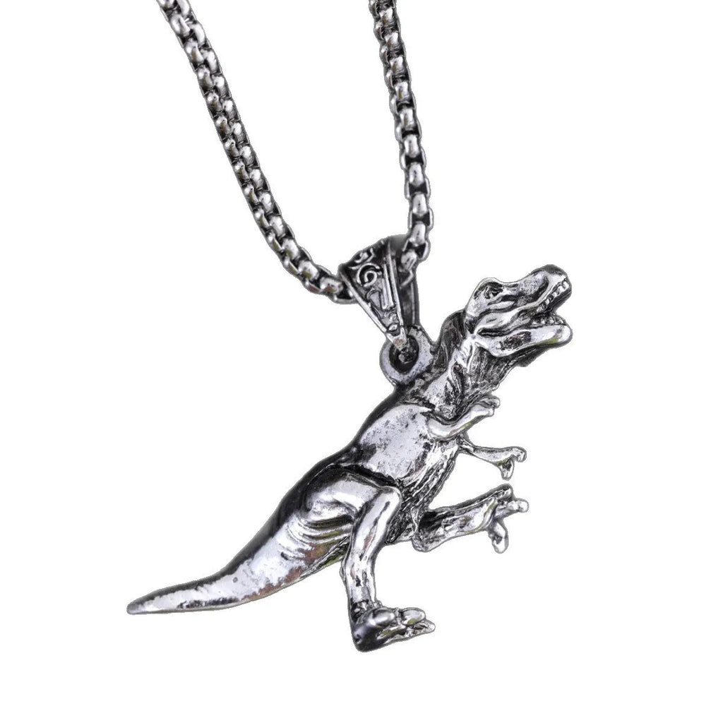 Titanium steel dinosaur pendant hip hop style versatile jewellery necklace men women adjustable chain length up to 60cm bold dinosaur design unique fashion accessory gift idea