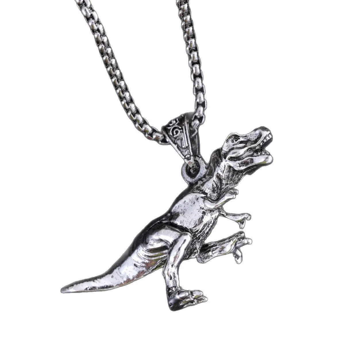 Titanium steel dinosaur pendant hip hop style versatile jewellery necklace men women adjustable chain length up to 60cm bold dinosaur design unique fashion accessory gift idea