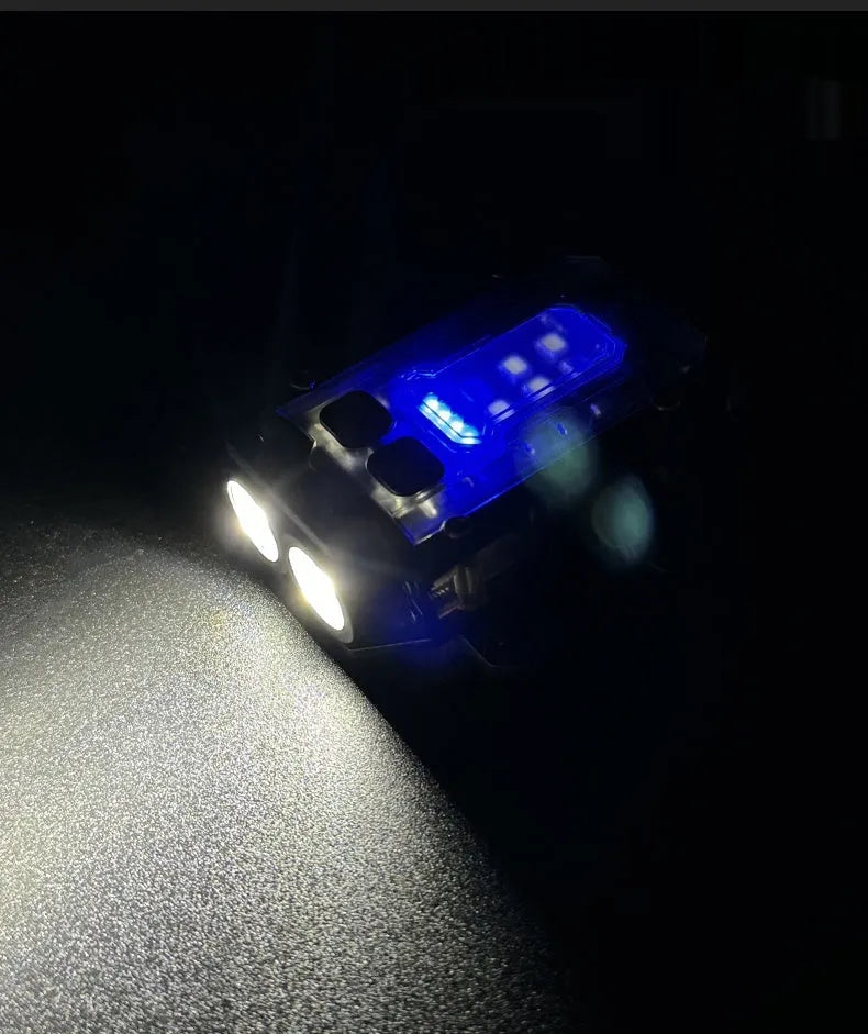 Mini warning flashlight with USB charging cable for outdoor backpack mounting