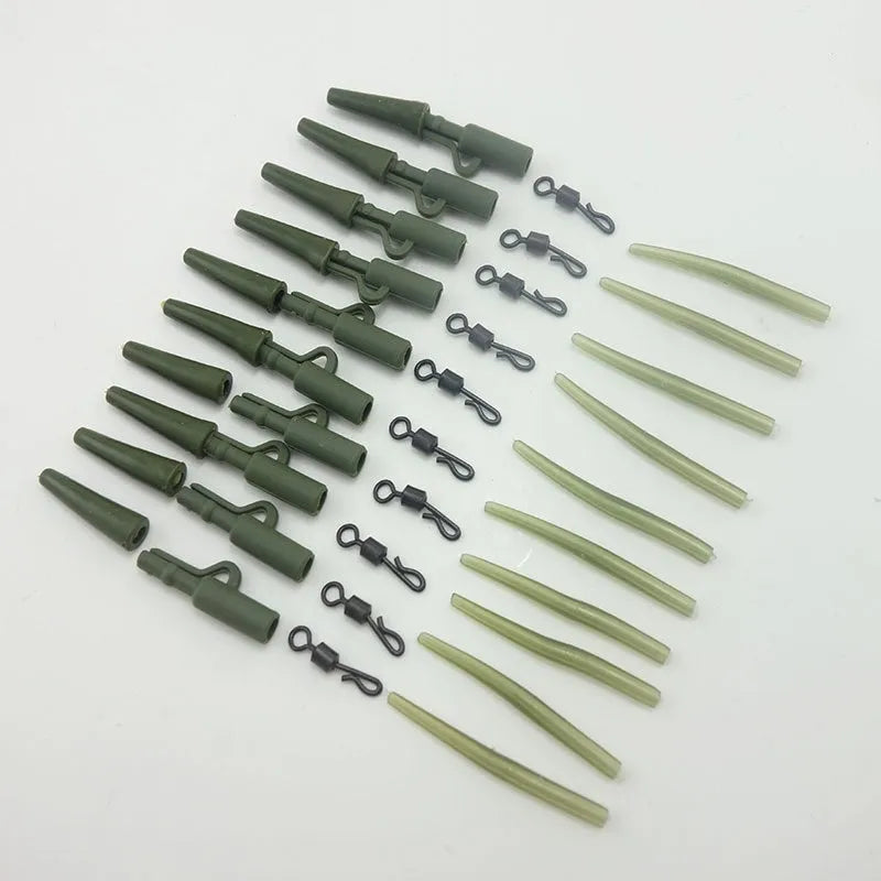 40 piece carp fishing gear accessories set in grass green colour made from ABS alloy copper