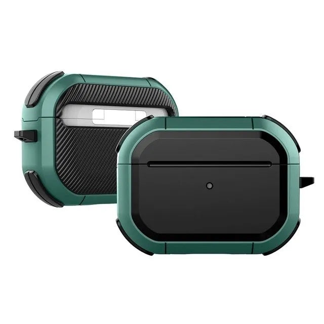 TPU and PC protective case cover for Apple AirPods charging case in various colours.
