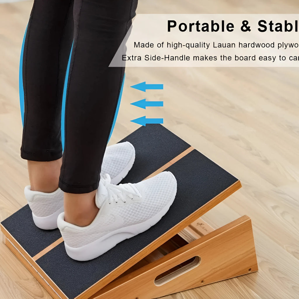 Wooden Adjustable Angle Stretch Board Exercise Fitness Equipment for Home Gym Stretching and Flexibility Training, Natural Wood Colour 40.7x31.7cm