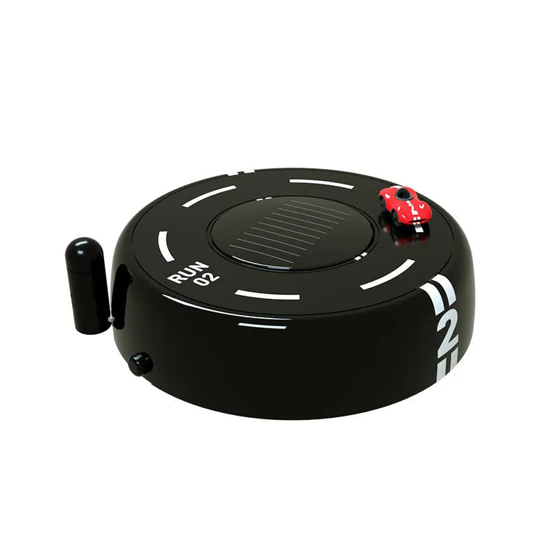 Round solar-powered car aromatherapy decoration in black plastic with USB charging port