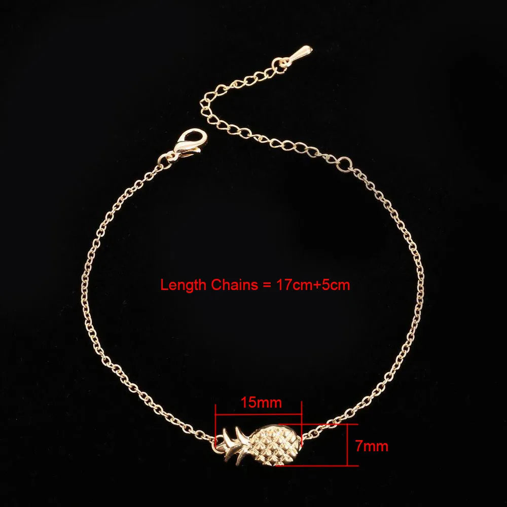 Gold and silver alloy pineapple bracelet for women with adjustable clasp