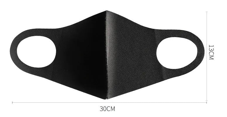 3D breathable face mask in black for adult use with ear loops