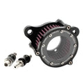 CNC aluminium motorcycle air filter with transparent glass body and red filter element for Harley Sportster