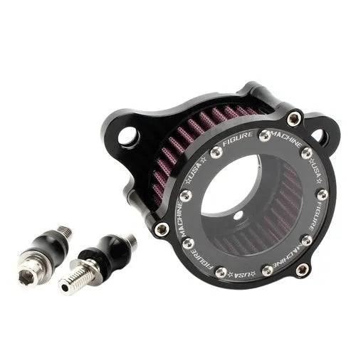 CNC aluminium motorcycle air filter with transparent glass body and red filter element for Harley Sportster
