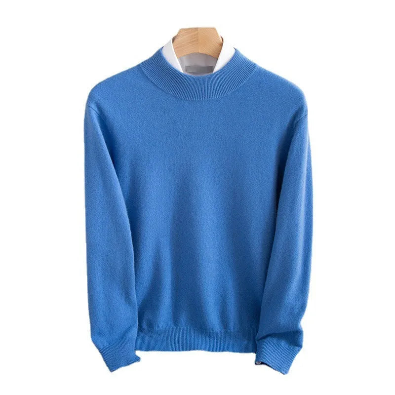 Men's half-collar wool sweater in loose fit winter knitwear available in multiple colours