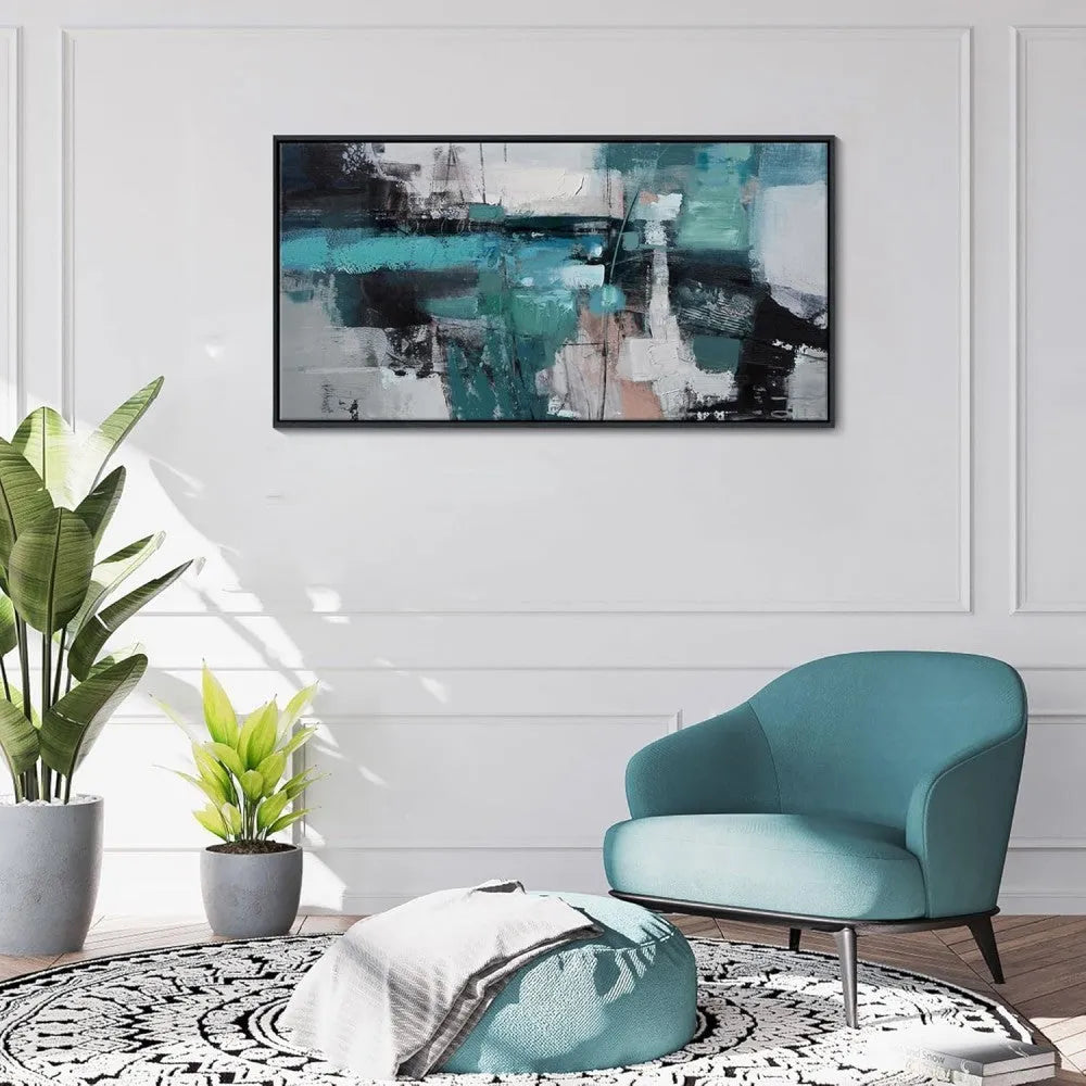Handmade oil painting abstract canvas wall art horizontal modern mural no frame