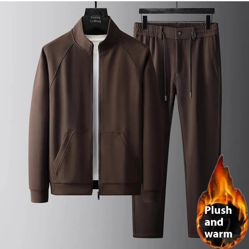 Stand collar casual sports suit in slim fit with coat and trousers in Vinylon fabric