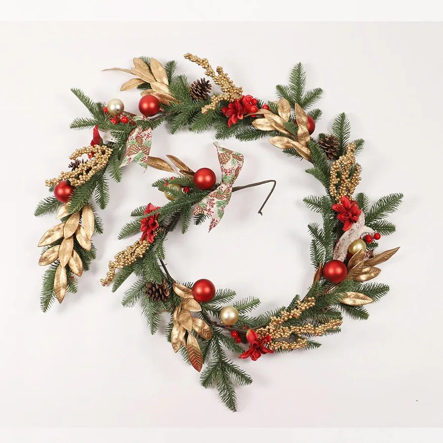 Christmas garland decorations including stair wall hanging, lintel, rattan and traditional styles with optional lighting
