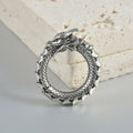 Geometric hollow out large size alloy earrings with antique silver dragon shape colour