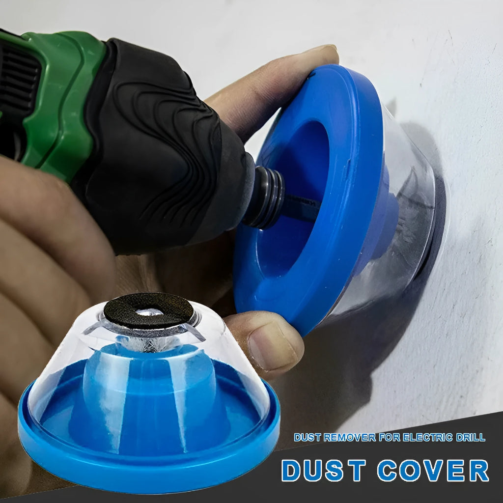 Blue bowl-shaped electric hammer dust cover for drilling, showing non-slip sponge and dimensions 88x50x44mm.