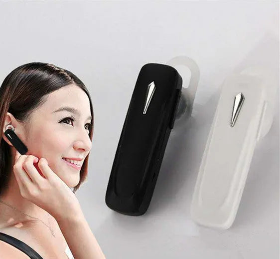 M163 car Bluetooth headset in black and white colour options showing control buttons
