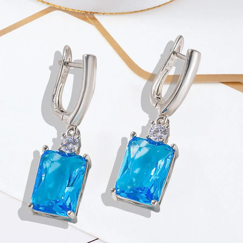 Square geometry earrings with gold or silver electroplating on copper construction