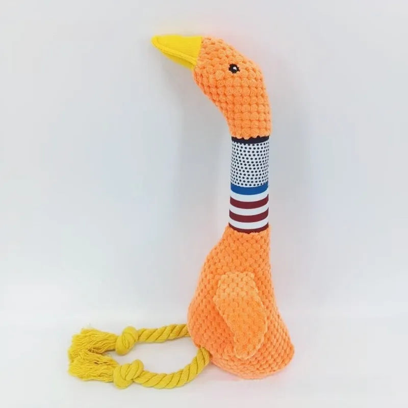 Pet dog plush bite resistant animal toy in four colours white blue dark blue orange on white background