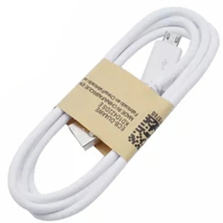 Black and white Android Micro USB charging and data sync cable, 1 metre long.