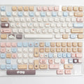 High Sea Salt Cat themed PBT mechanical keyboard keycap sets showing design details and packaging options