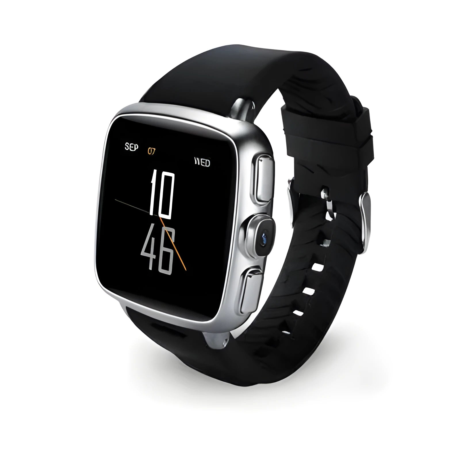 Black and white Android smart watch with 1.54 inch HD touchscreen display