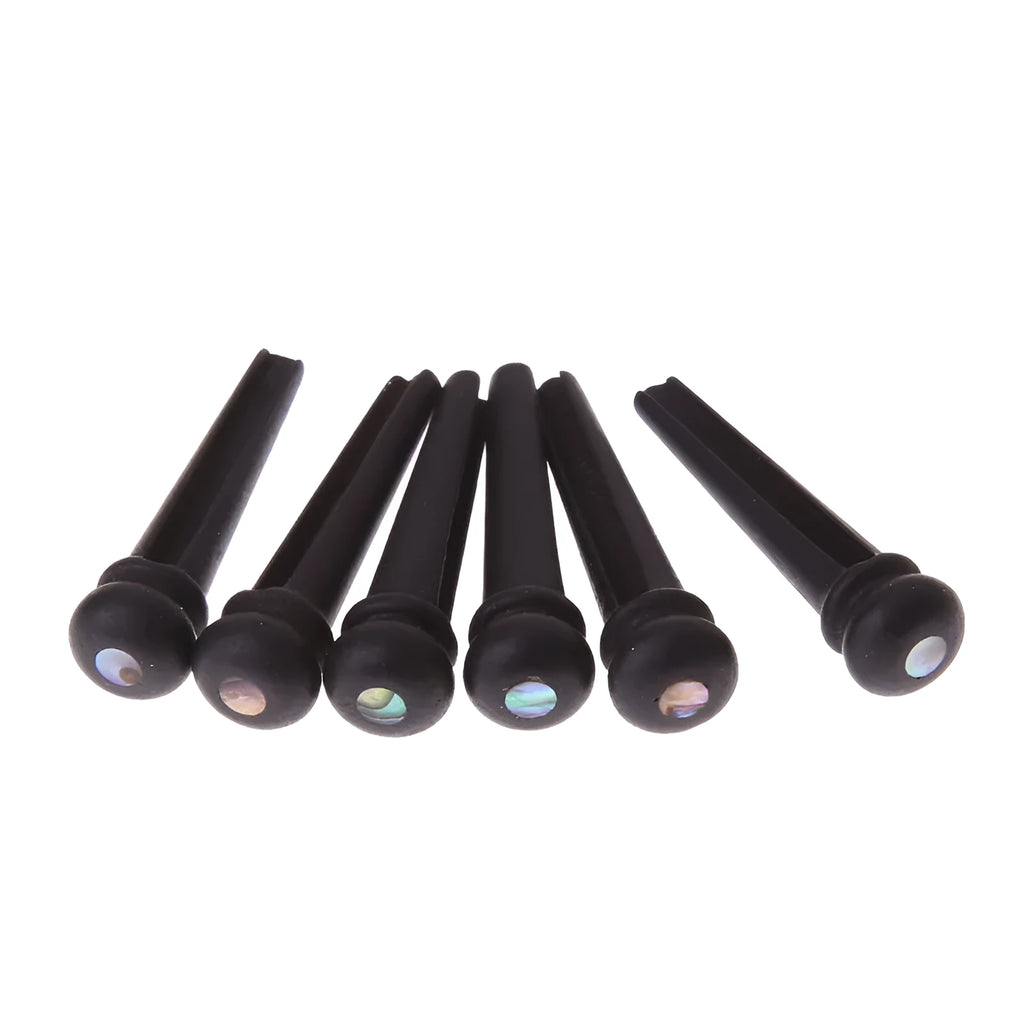 Six matt black ebony guitar string nails for folk acoustic guitars