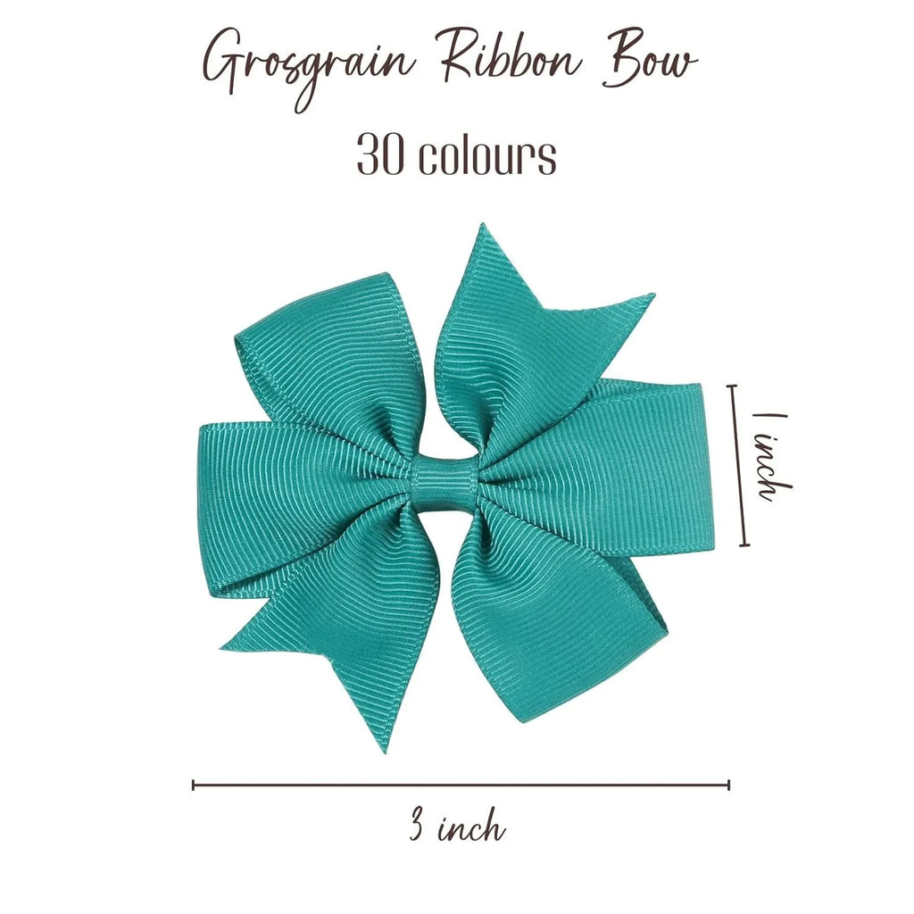 20 colourful grosgrain ribbon hair bows with alligator clips for baby girls and toddlers