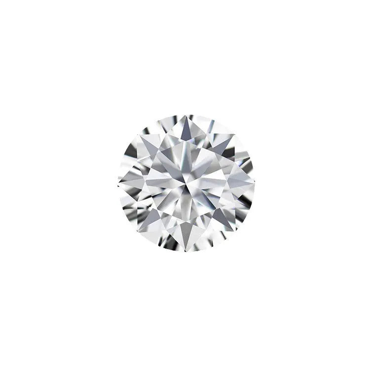 Round moissanite gemstone with eight hearts and eight arrows cut on a grey background