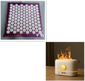 Black USB desktop humidifier diffuser with realistic simulation flame effect and 200ml water tank