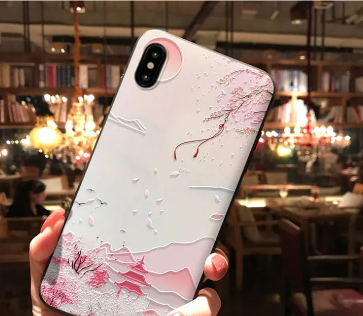 3D embossed TPU phone case Yanxi Raiders sunset magpie design compatible with iPhone 7 Plus