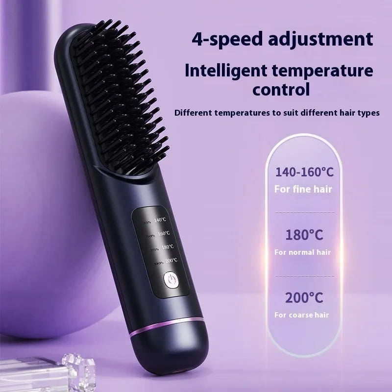 Portable negative ion hair comb in blue, grey, or white, showing its 15-20cm ABS plastic body.