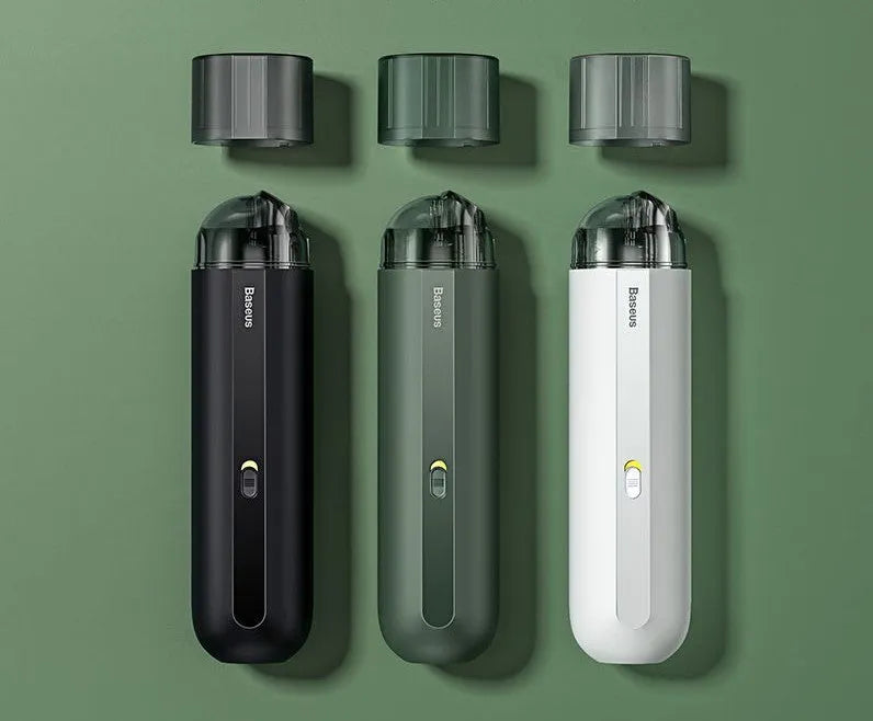 Baseus handheld wireless car vacuum cleaner in black, white, or green with 5000Pa suction