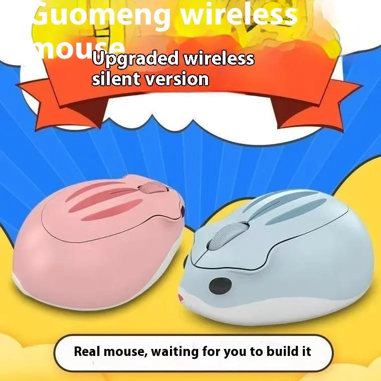 Wireless Bluetooth mouse in yellow, pink or grey colours with quiet click function
