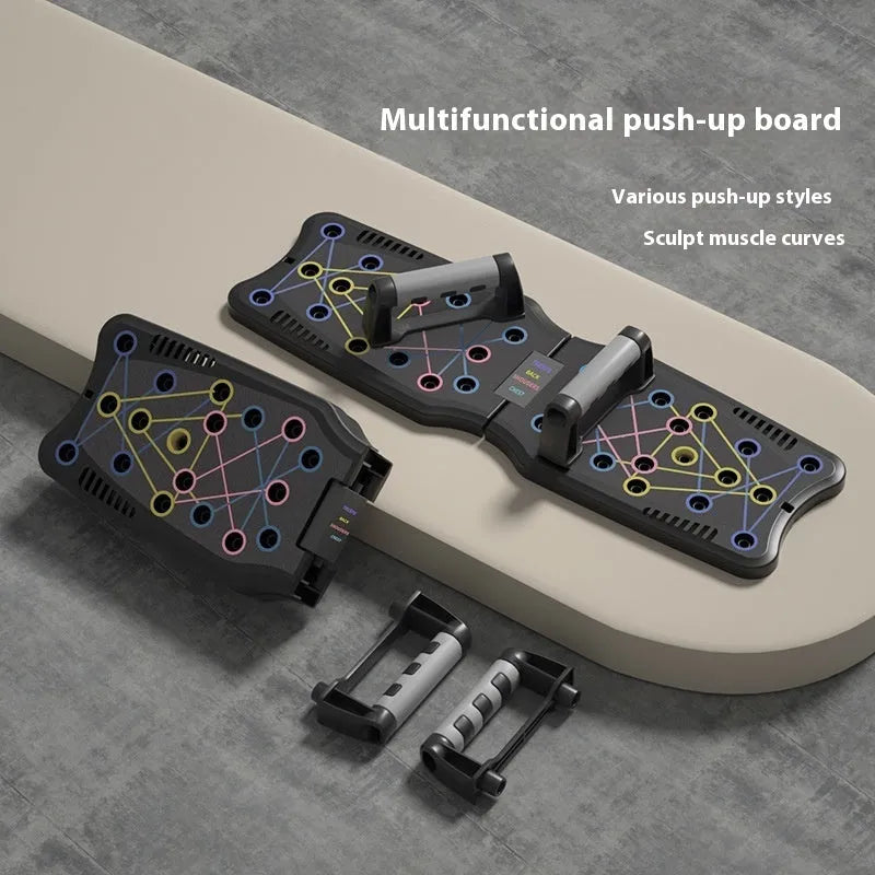 Flat ABS plastic push up support plate for upper body muscle training.