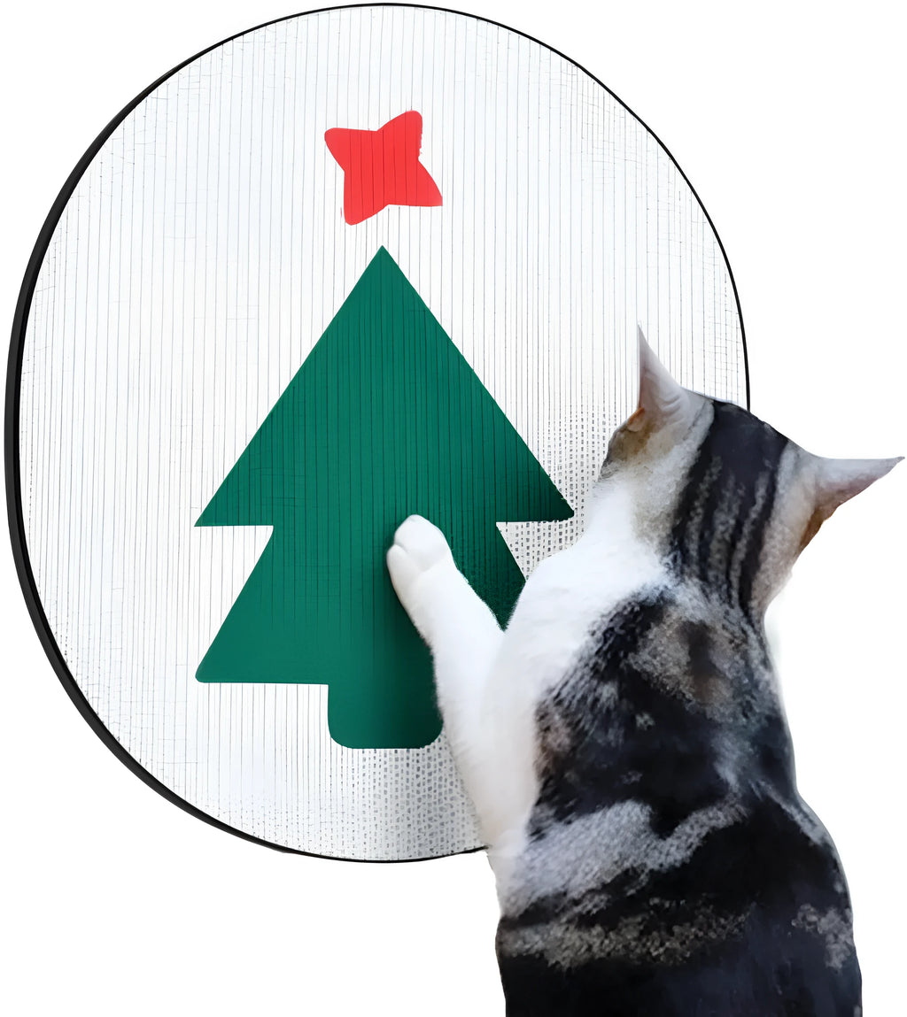 Wall-mounted vertical cat scratch pad in corrugated cardboard with catnip